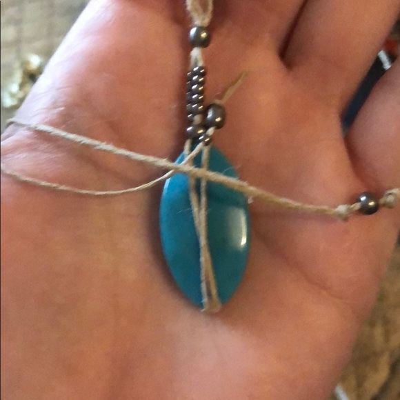 🆕 Nativis Hemp and faux turquoise necklace - Picture 1 of 4